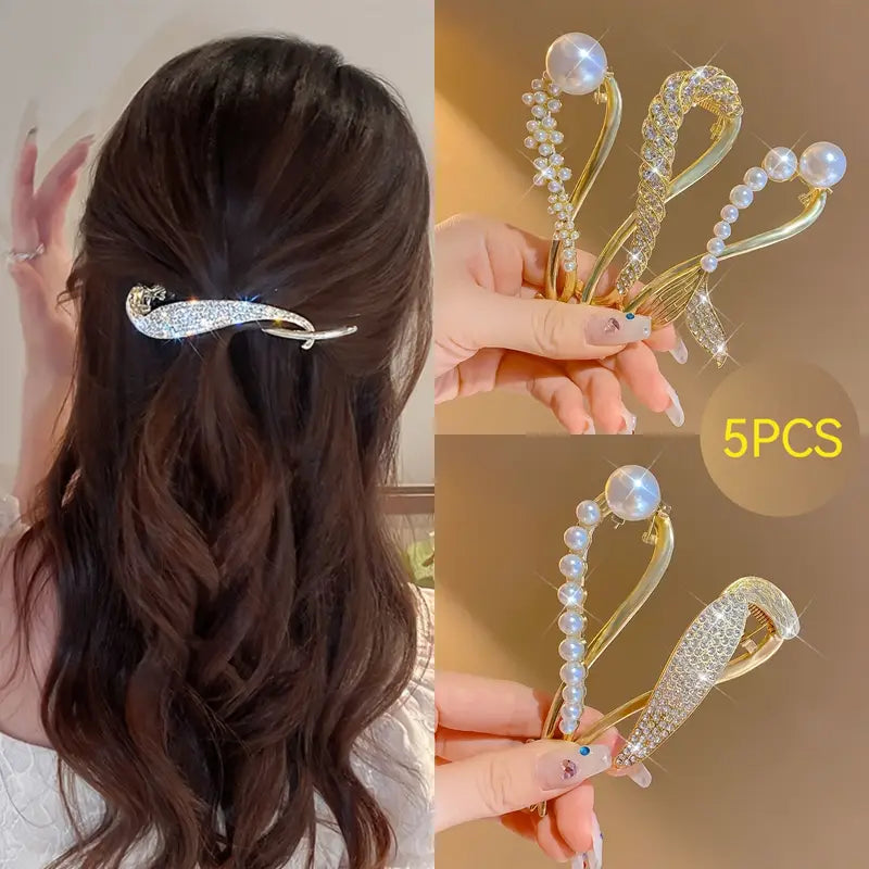 Lumipearl™ – Elegant Grip Pearl Hair Clip (5 Pcs)