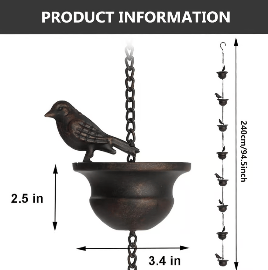 RainPerch™ – Bird Rain Chain for Garden Charm (50% Off)