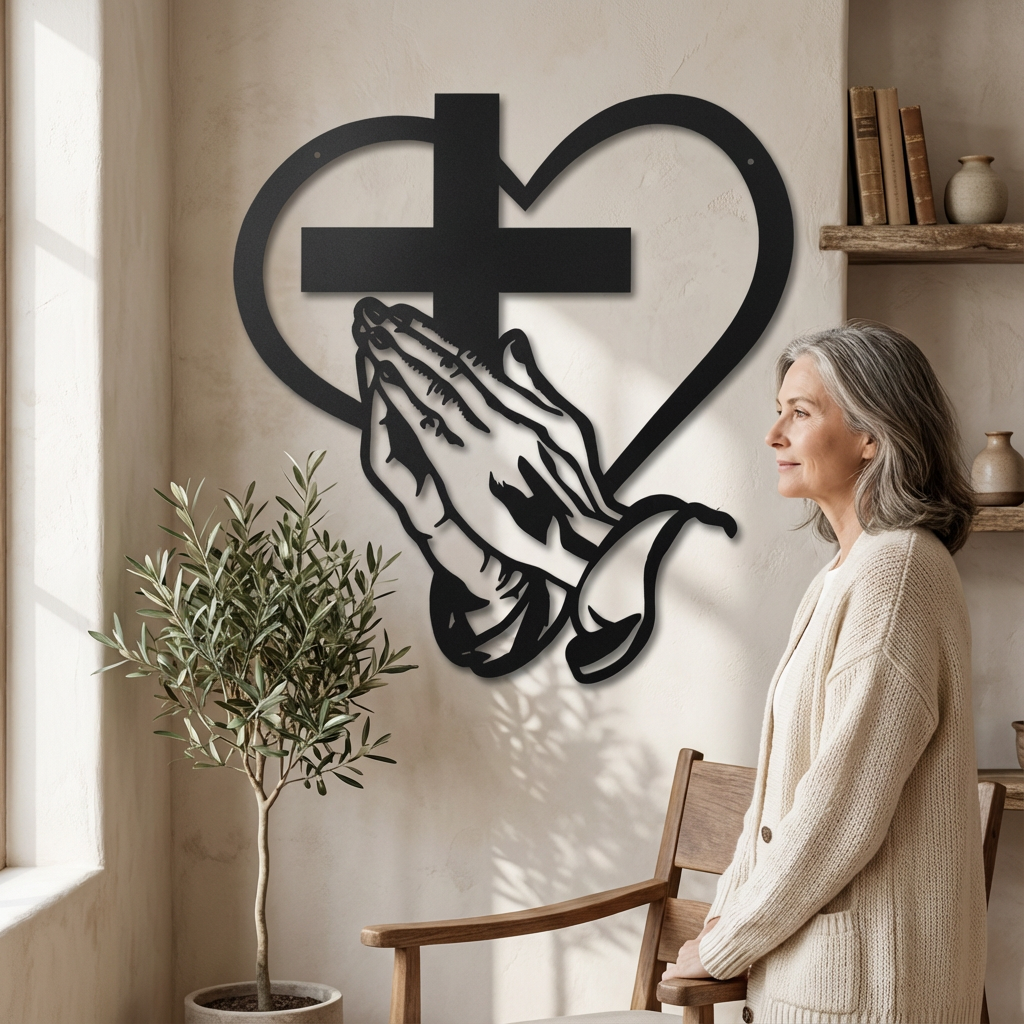 VERITÁ™ – Christian Heart and Cross Metal Wall Decor