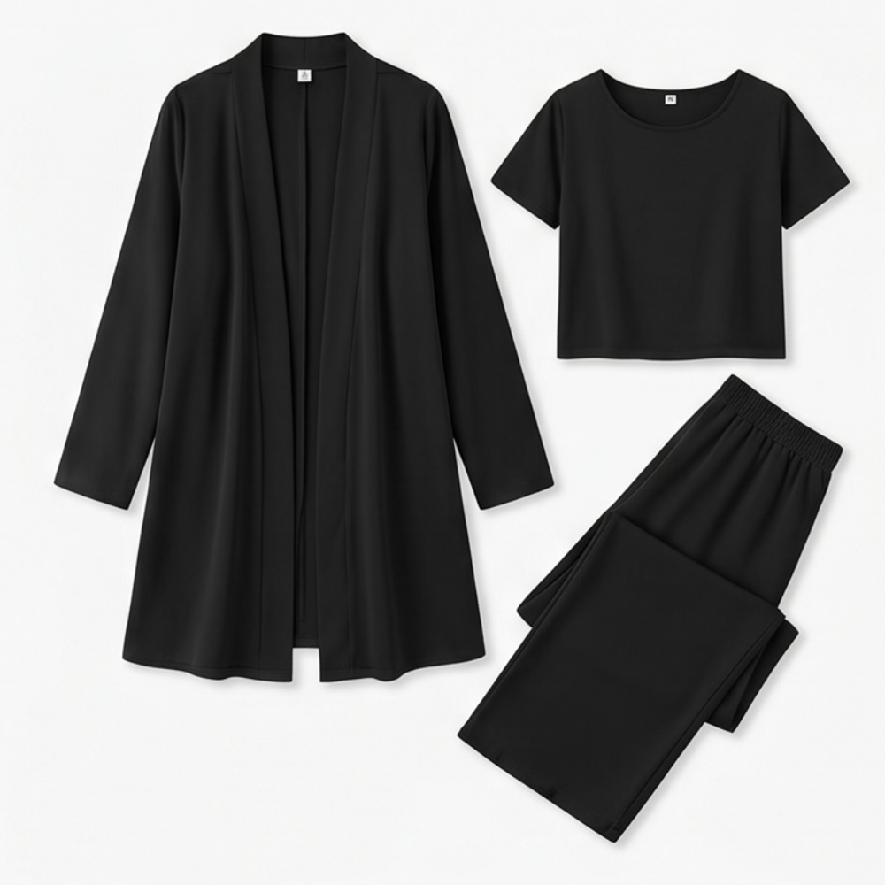 Maevelle™ Elegant 3-Piece Set with Drape Cardigan