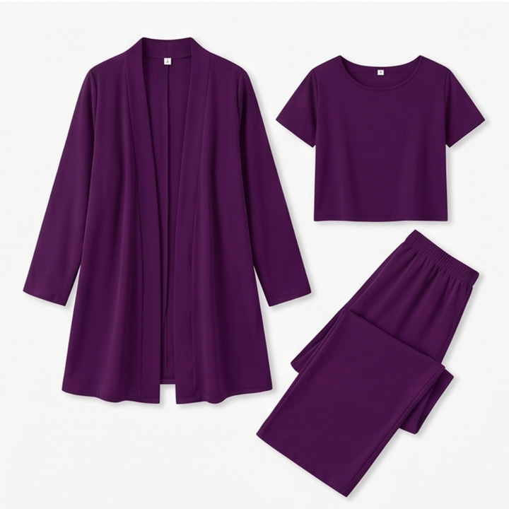 Maevelle™ Elegant 3-Piece Set with Drape Cardigan