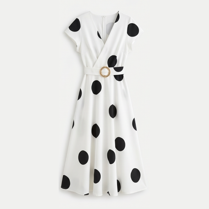 Marlowe™ – Belted Polka Dot Midi Dress