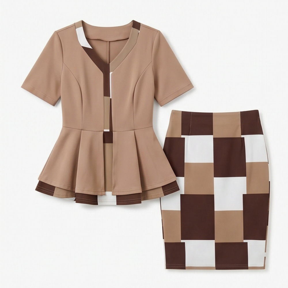 Lunavia™ Elegant Color-Block Peplum Set for Effortless Polish