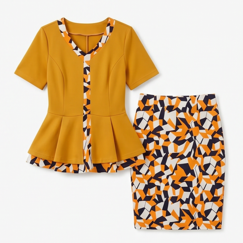 Lunavia™ Elegant Color-Block Peplum Set for Effortless Polish
