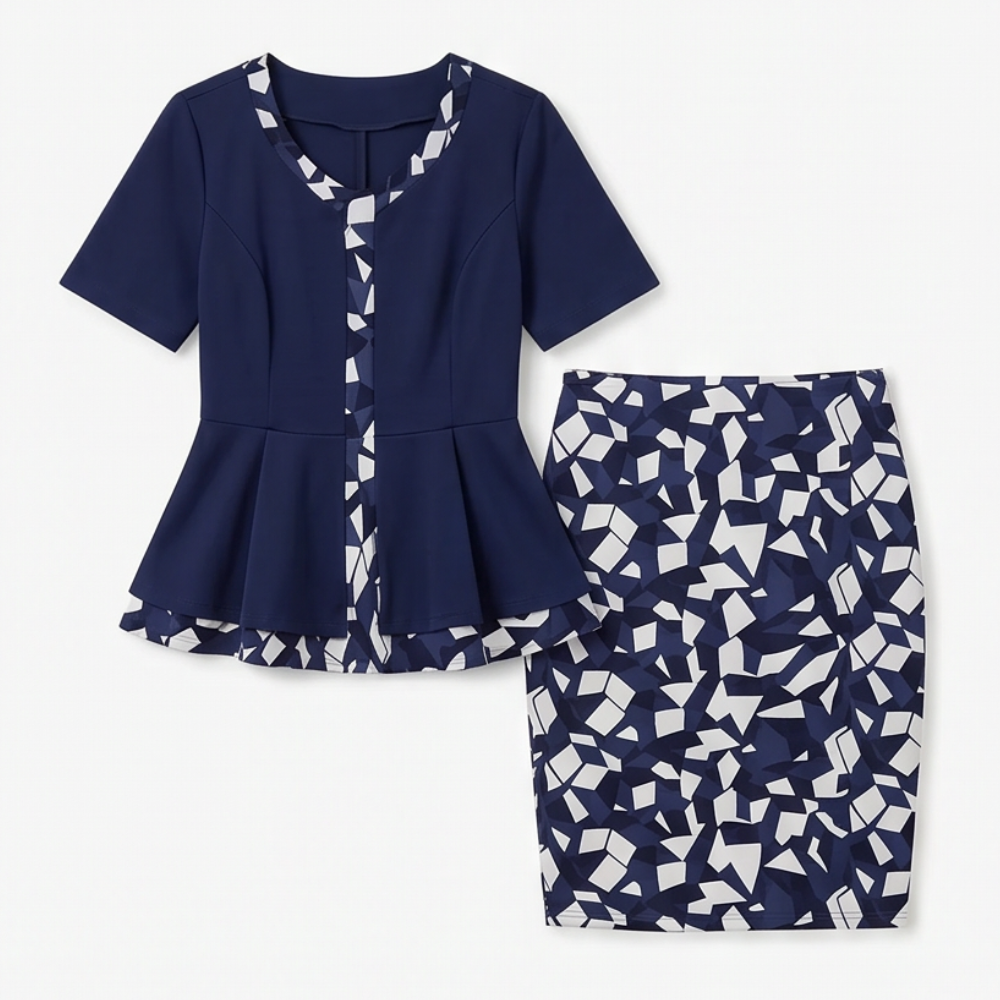 Lunavia™ Elegant Color-Block Peplum Set for Effortless Polish
