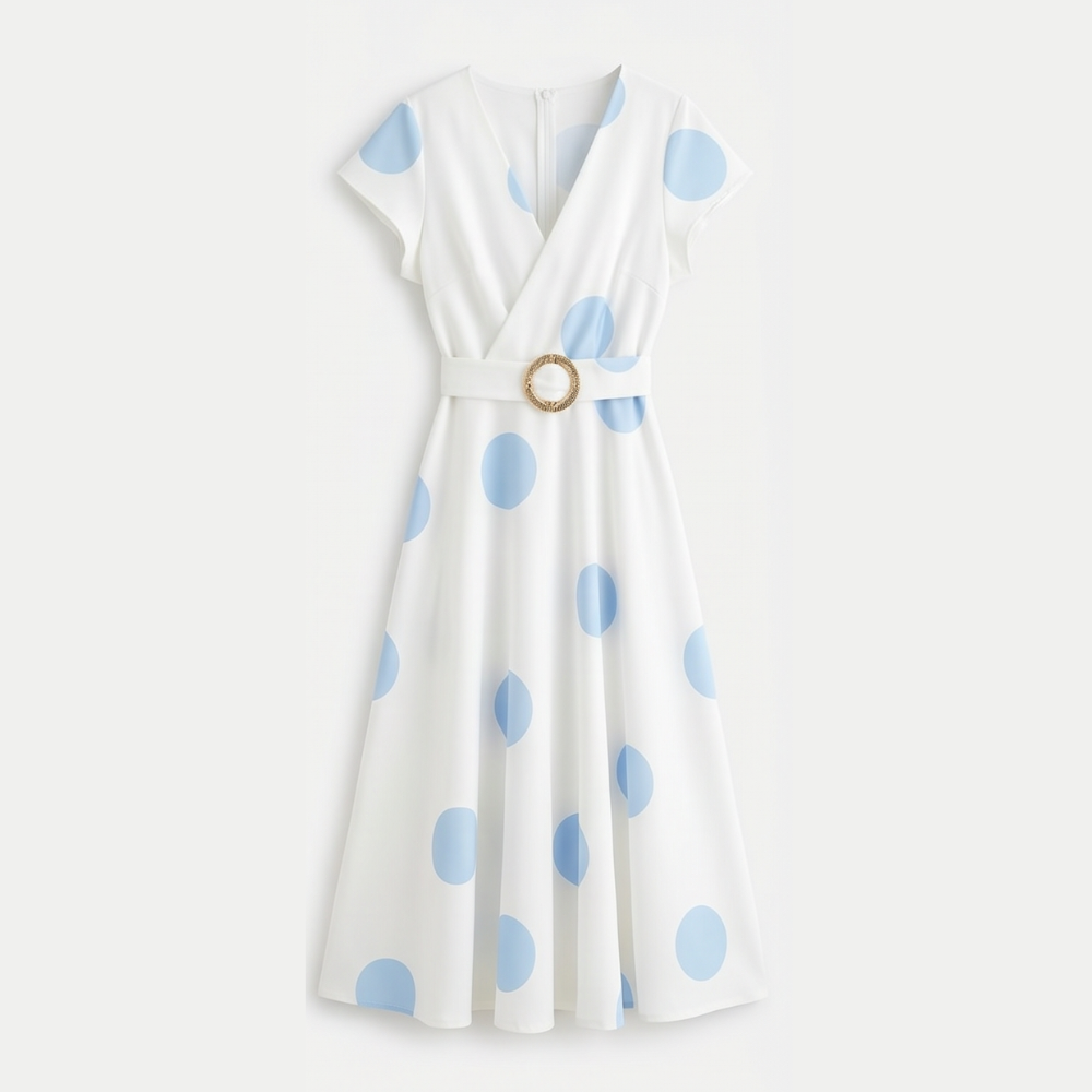 Marlowe™ – Belted Polka Dot Midi Dress