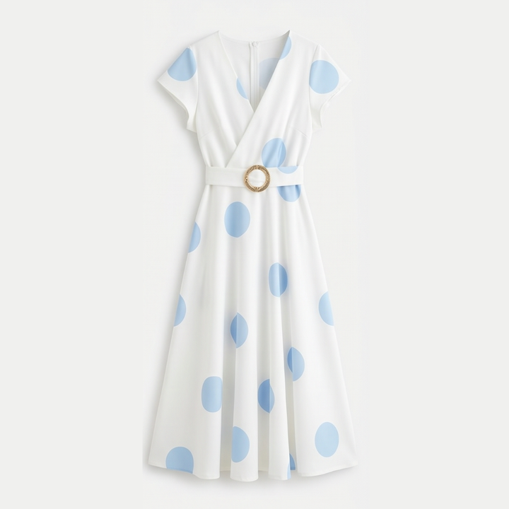 Marlowe™ – Belted Polka Dot Midi Dress