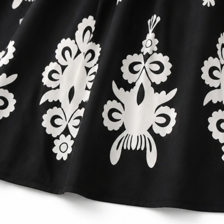 Osyrel™ – Damask Print Midi Dress with V-Neck