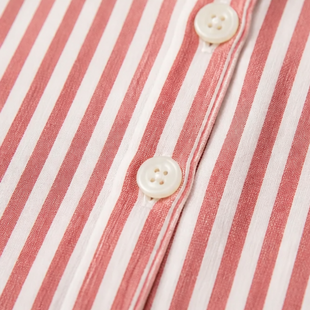 Solène™ Striped Sailor Collar Blouse with Puff Sleeves