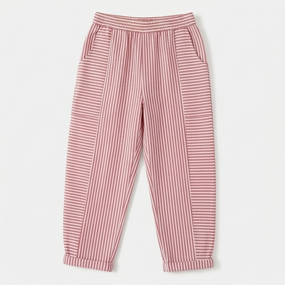 Lunavia™ – Striped Linen Pants with Elastic Waist