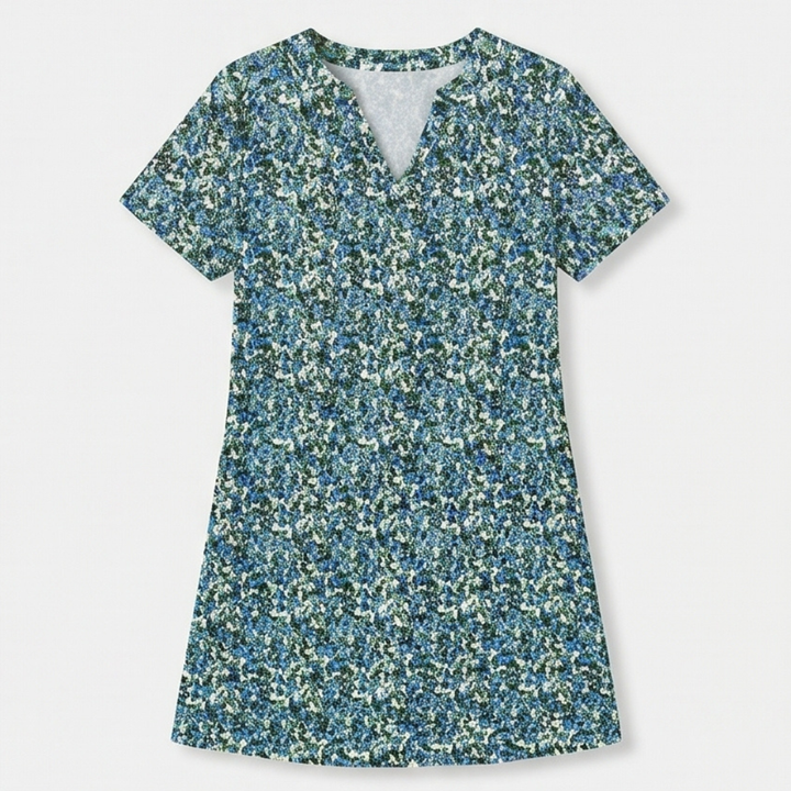 Veluna™ – V-Neck Floral Dress with Pockets