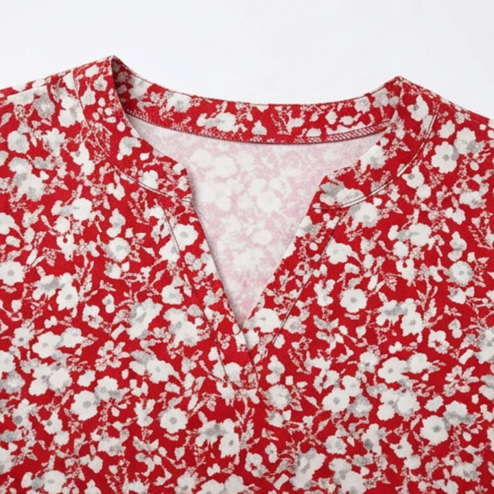Veluna™ – V-Neck Floral Dress with Pockets