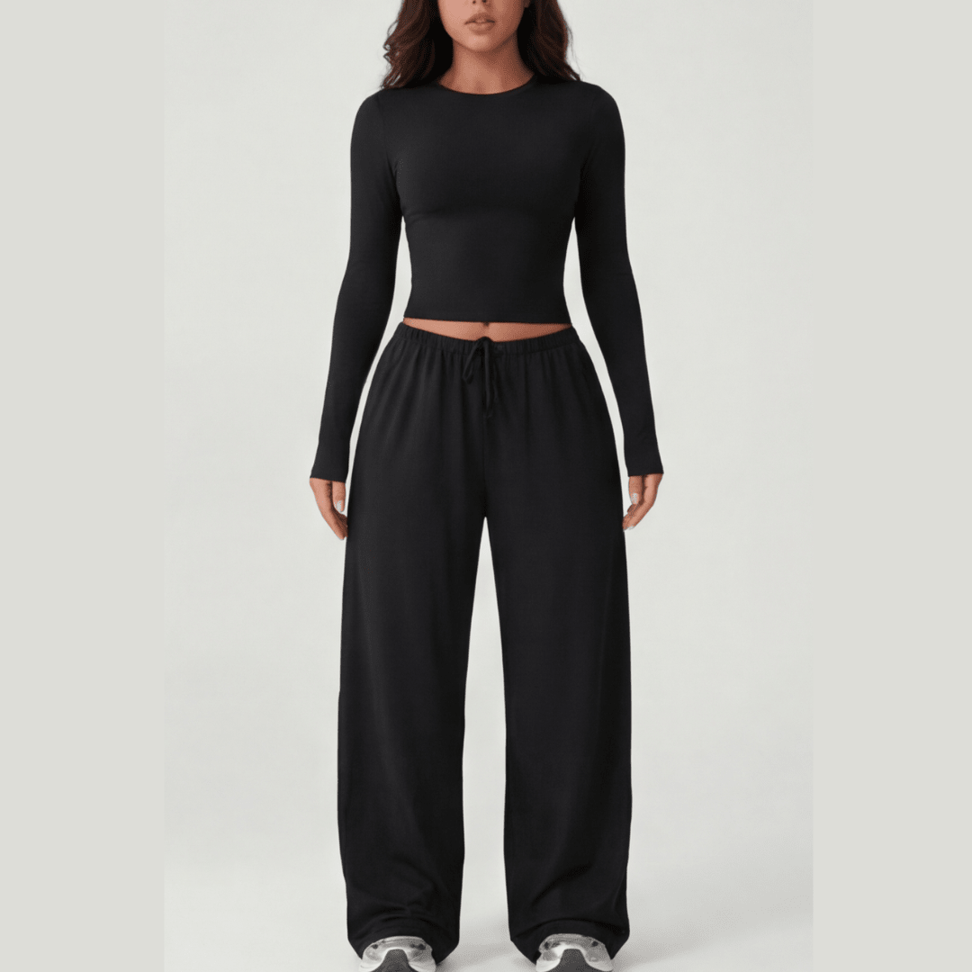 Velaire™ – Soft Crop Top and Wide Leg Pants Set