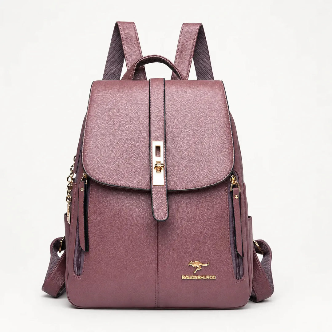 Marabella – Backpack with Twist-Lock Flap and Rose-Gold Hardware