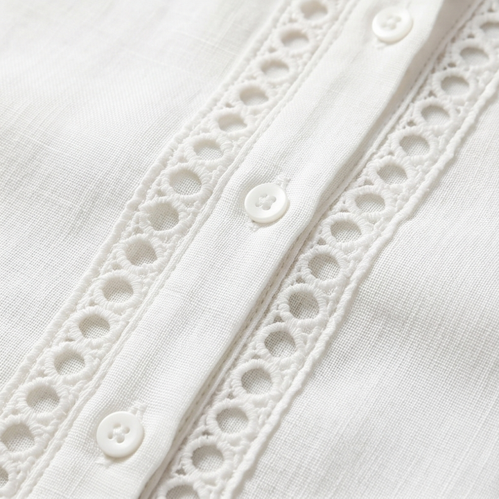 Lunavia - Women's Eyelet Trim Button-Down Blouse