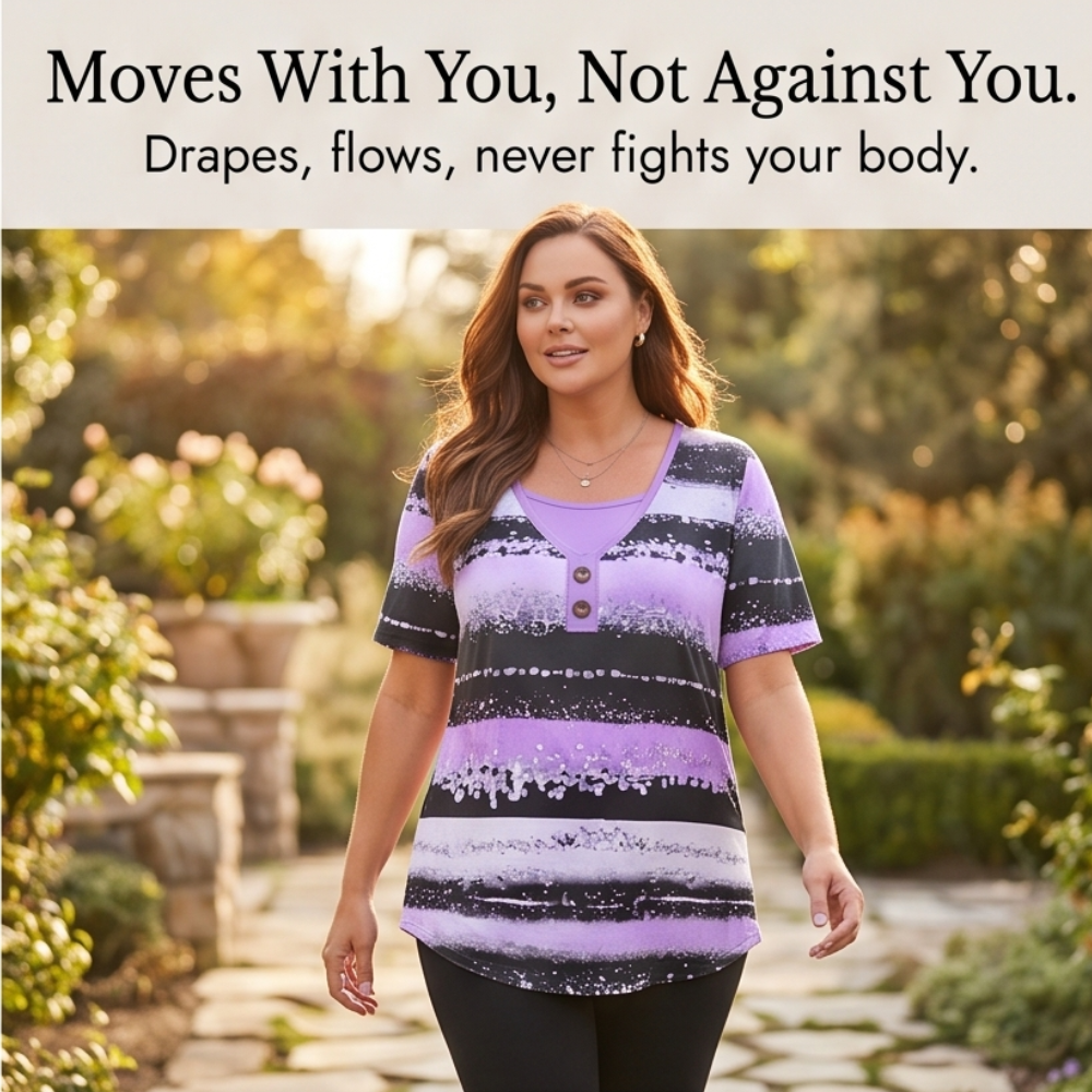 Vesper™ — Flowy Watercolor Henley for Easy Summer Style