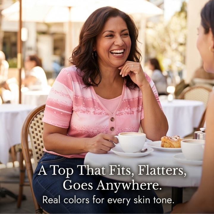 Vesper™ — Flowy Watercolor Henley for Easy Summer Style