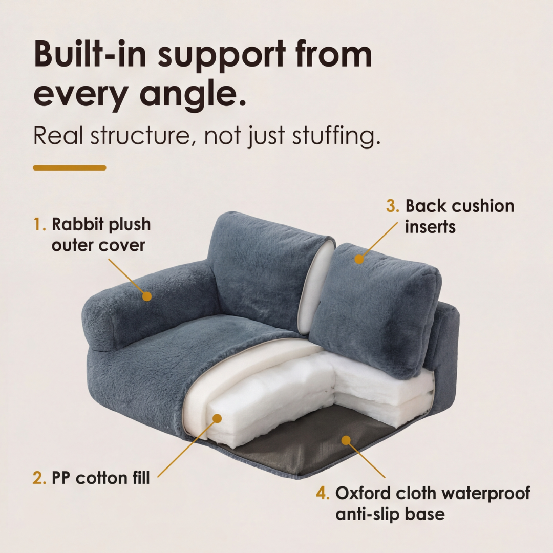 Pawluna™ – Plush Pet Sofa with Washable Cover