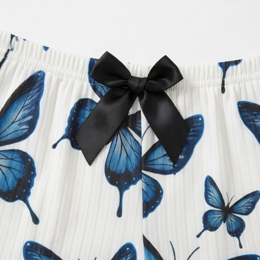 Lunavia™ – Butterfly Print Ribbed Pajama Set