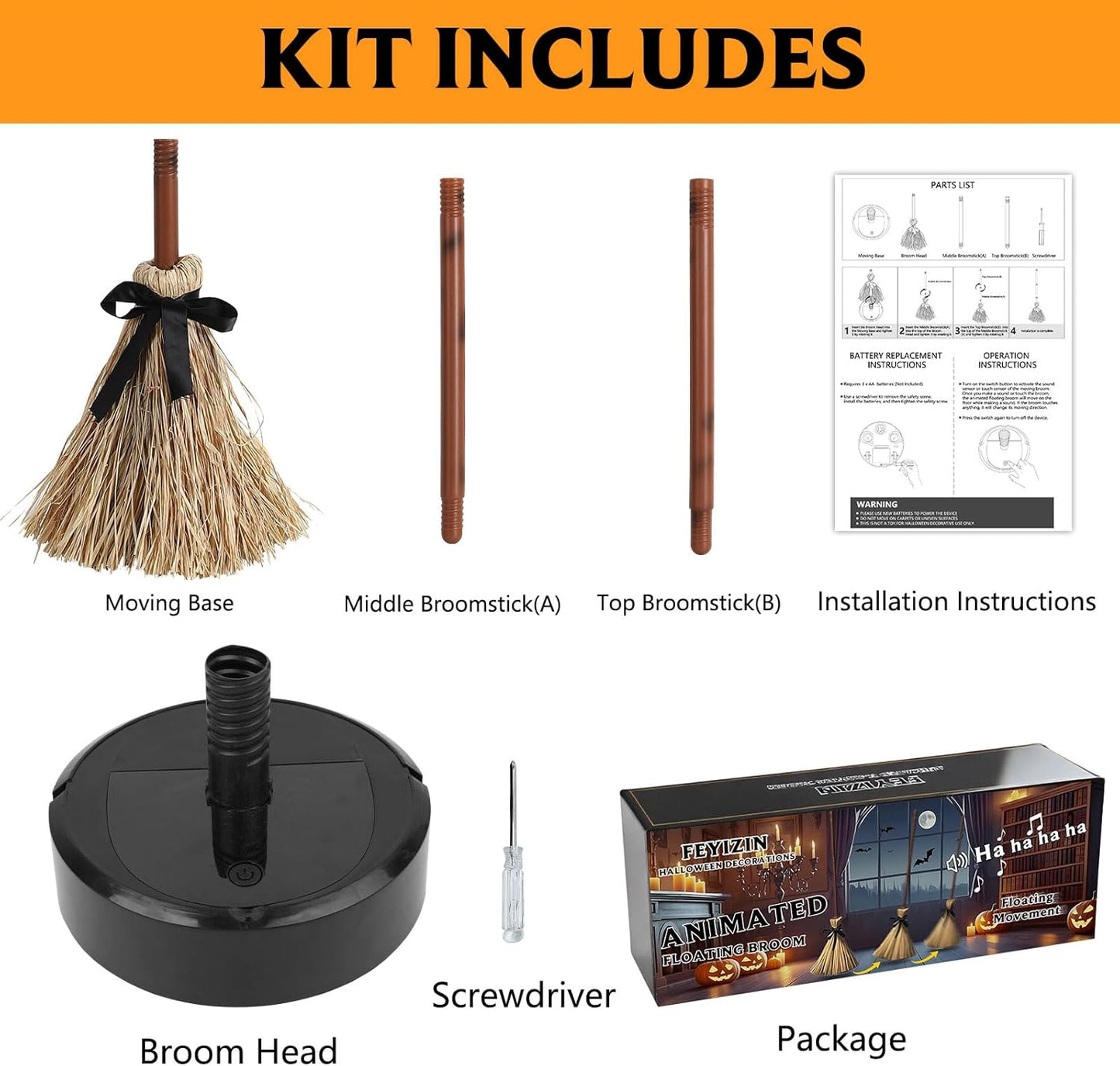 SpellSweep™ – Floating Witch’s Dancing Broom Decor (50% Off)