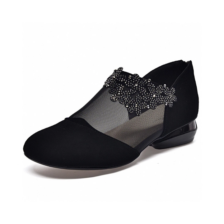 Veluna™ – Beaded Lace Mesh Wedge Shoes