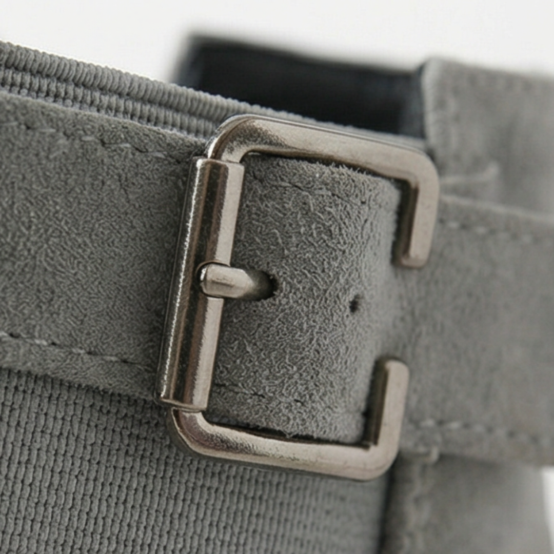 Stridella™ – Suede Look Buckle Ankle Booties