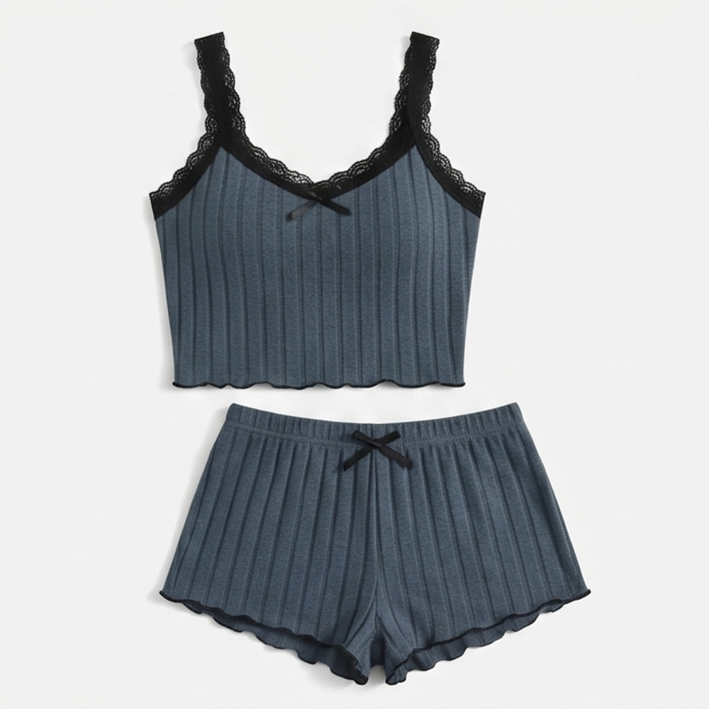 Lunavia™ – Ribbed Knit Cami & Shorts Pajama Set