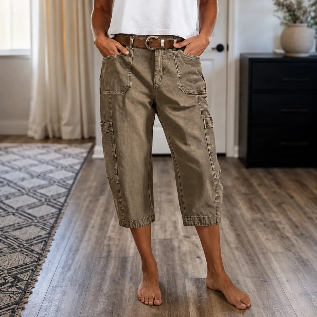 Mayfield – Relaxed Cargo Capris with Deep Utility Pockets, Mid-Calf Length, Mocha