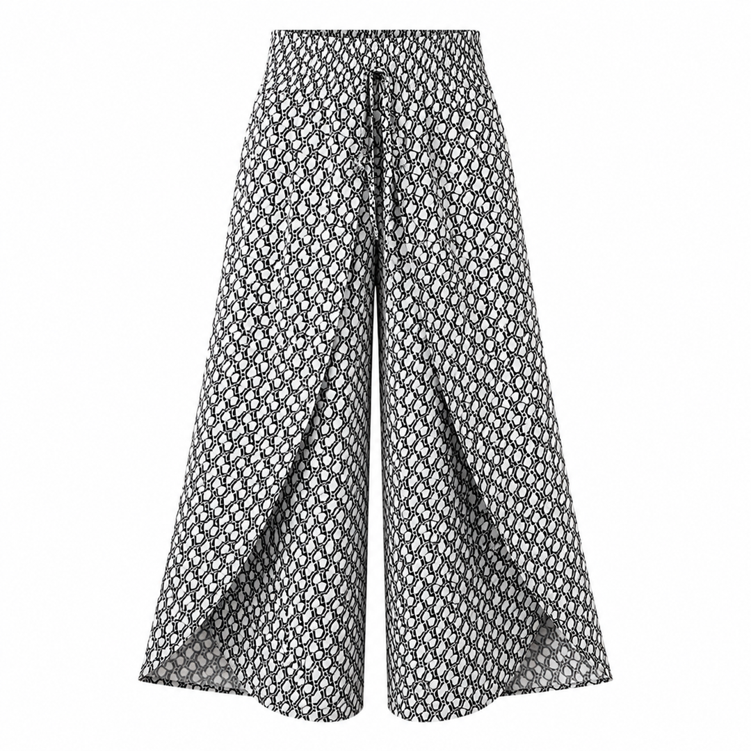 Lunavia™ – Boho Floral Wide-Leg Pants with Split Front