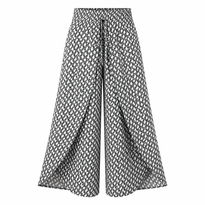 Lunavia™ – Boho Floral Wide-Leg Pants with Split Front