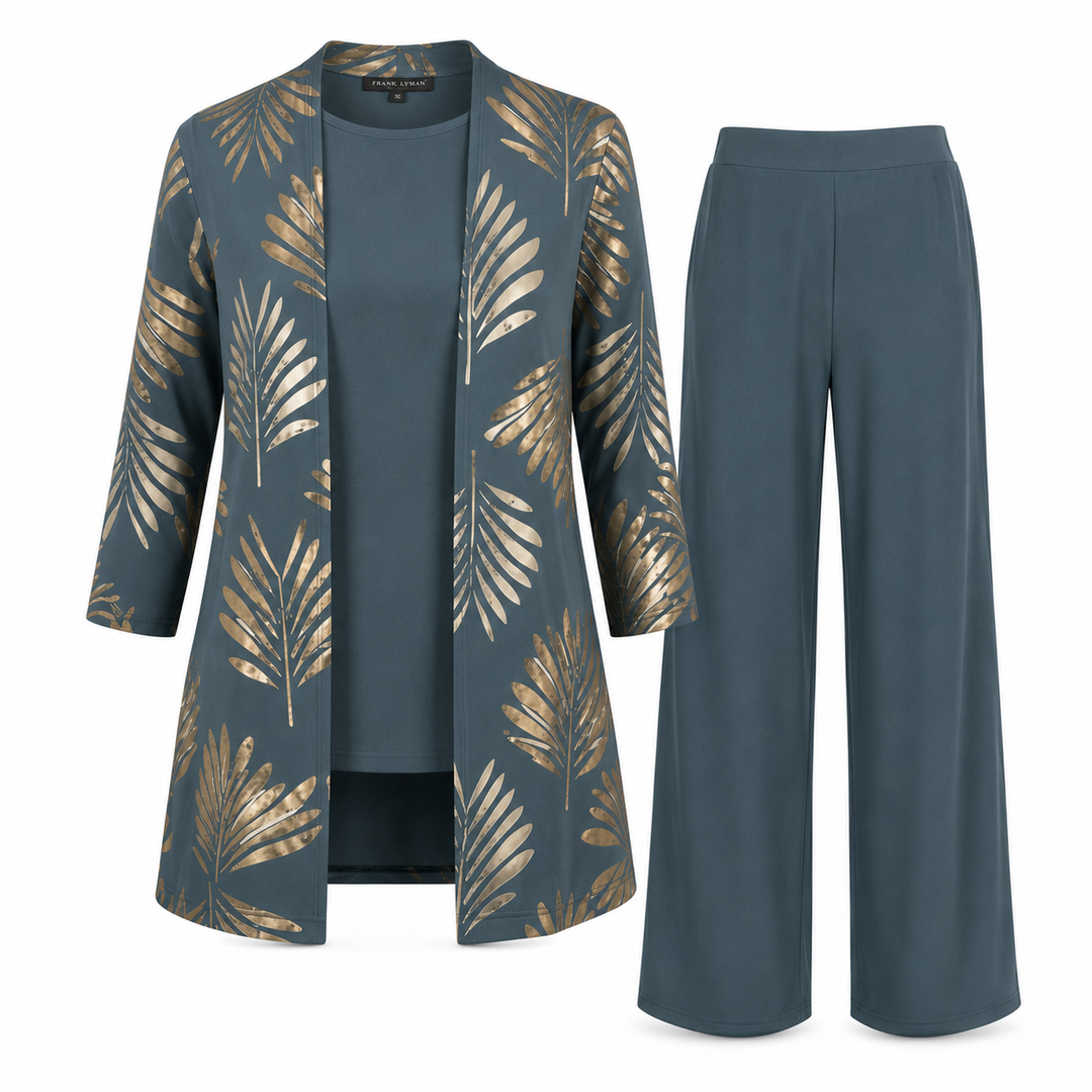 Trielle - Women's Elegant 3-Piece Floral Pantsuit Set