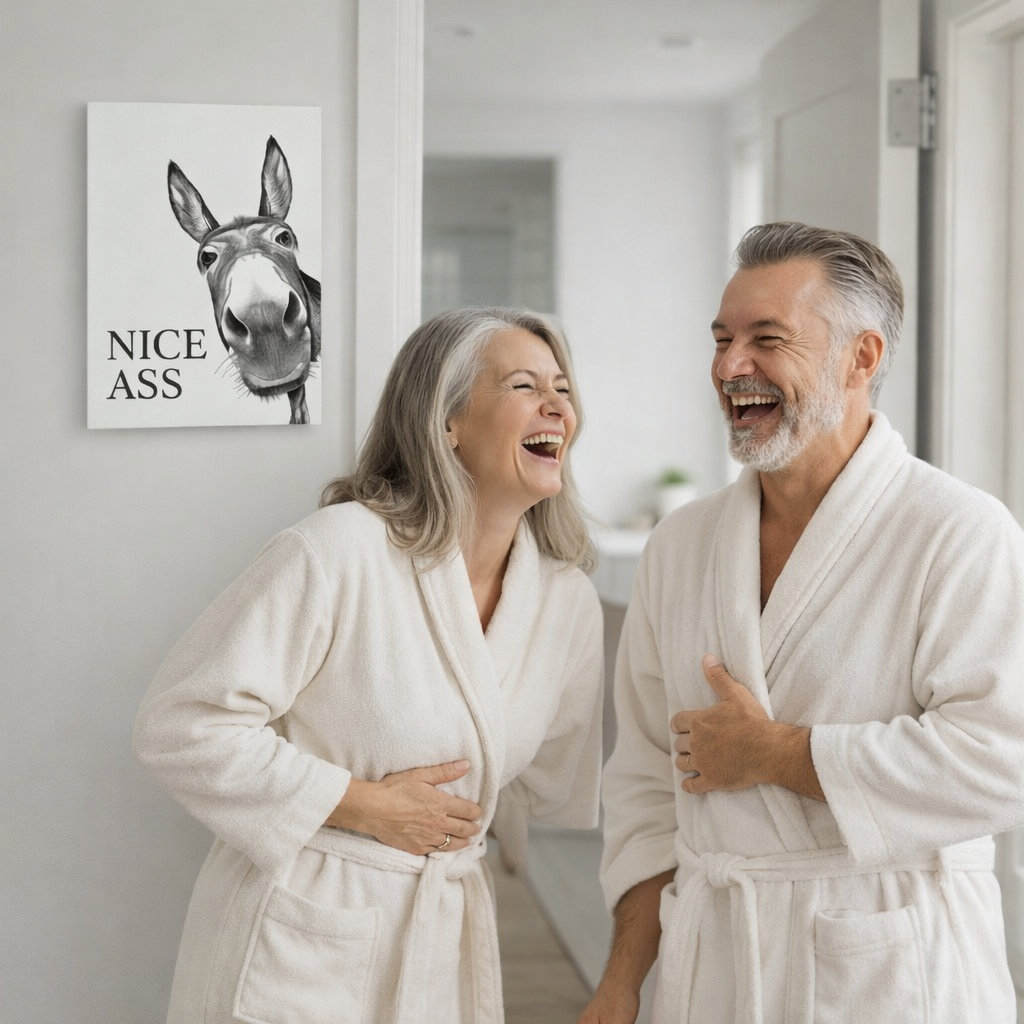 Gigglery™ – Funny Donkey Bathroom Wall Art