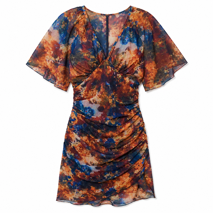 Elowen™ – Watercolor Ruched Midi Dress