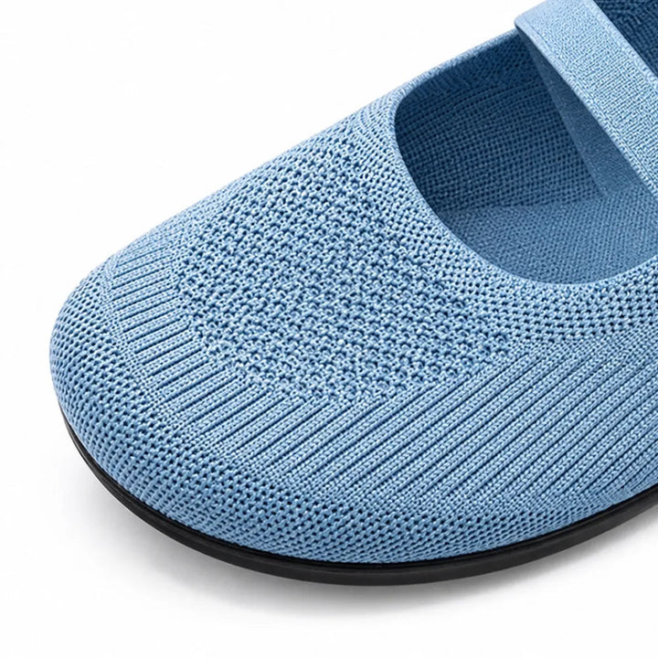 Soffea – Knit Mary Jane Flats with Elastic Straps for Women, Slip On Breathable Ballet Shoes