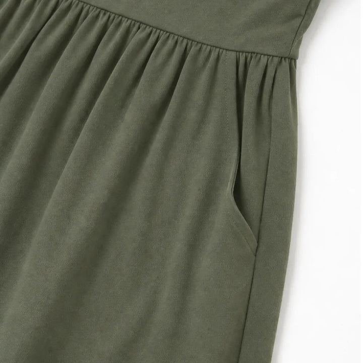 Sundera – V-Neck Skort Romper with Hidden Shorts & Pockets