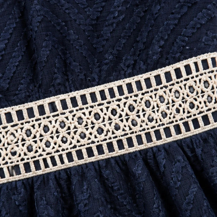 Solène – Crochet V-Neck Flutter Sleeve Summer Dress