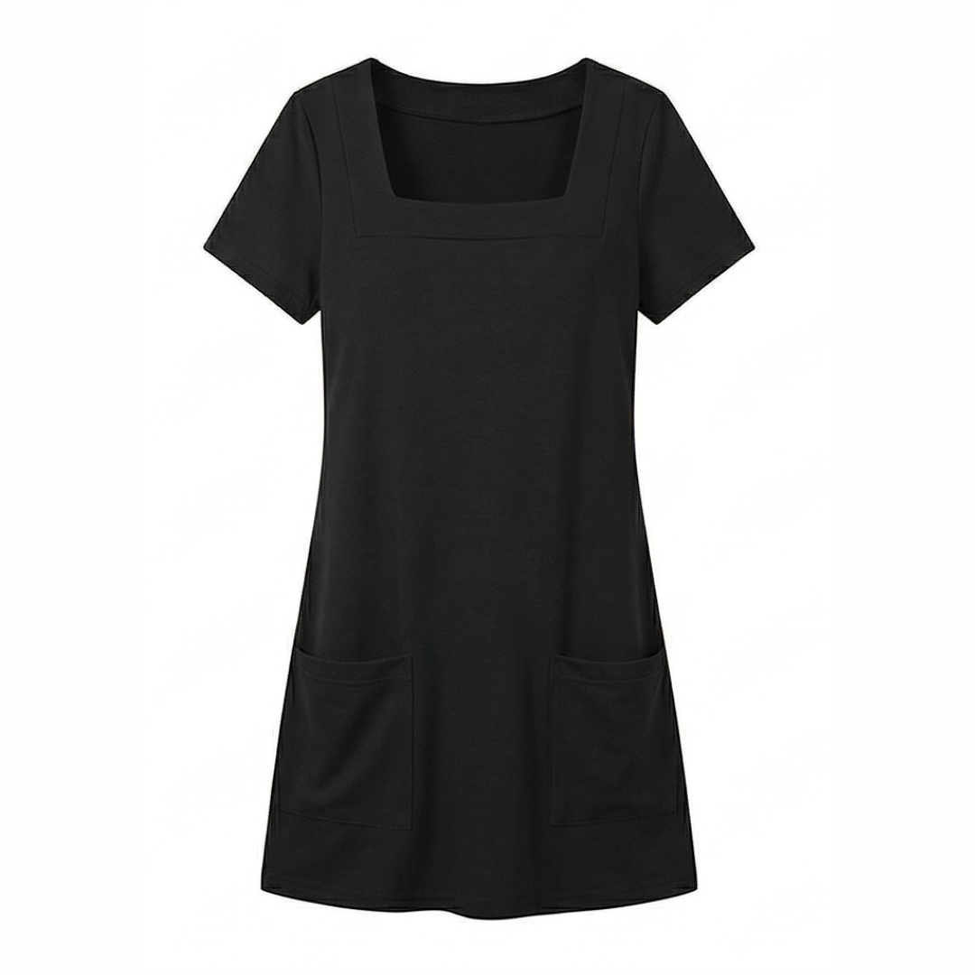 Soliva™ - Soft Square-Neck Pocket Dress