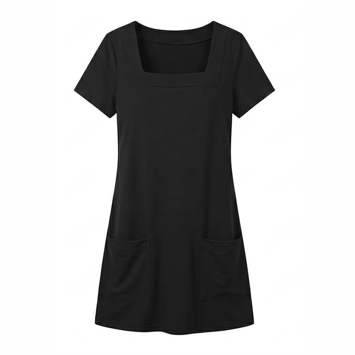 Soliva™ - Soft Square-Neck Pocket Dress