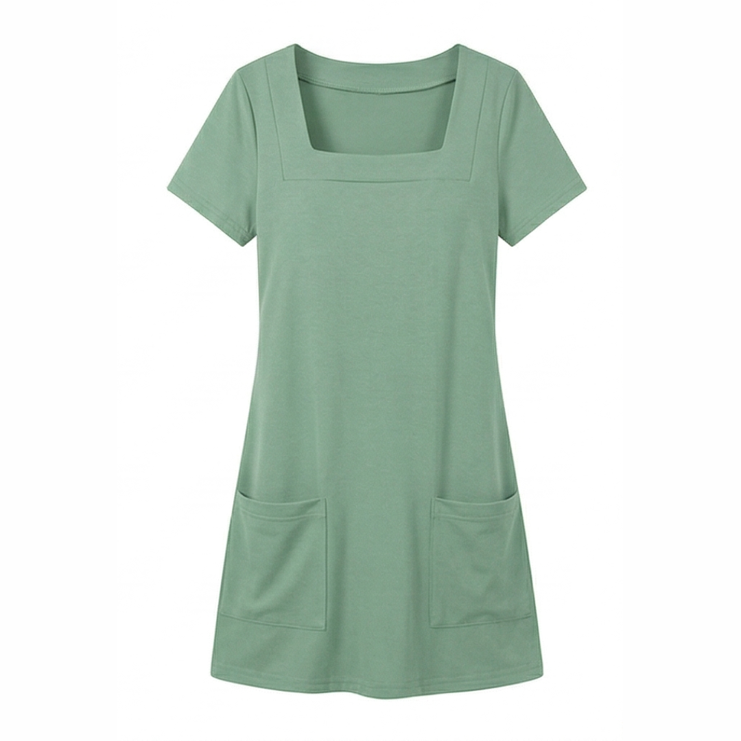 Soliva™ - Soft Square-Neck Pocket Dress