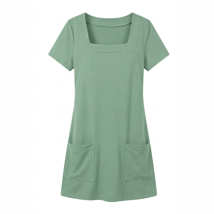 Soliva™ - Soft Square-Neck Pocket Dress
