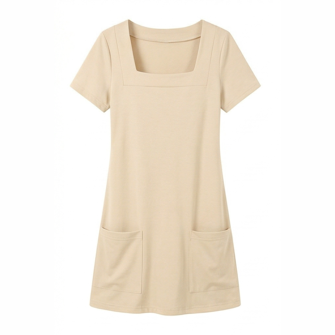 Soliva™ - Soft Square-Neck Pocket Dress