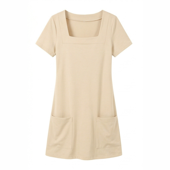 Soliva™ - Soft Square-Neck Pocket Dress