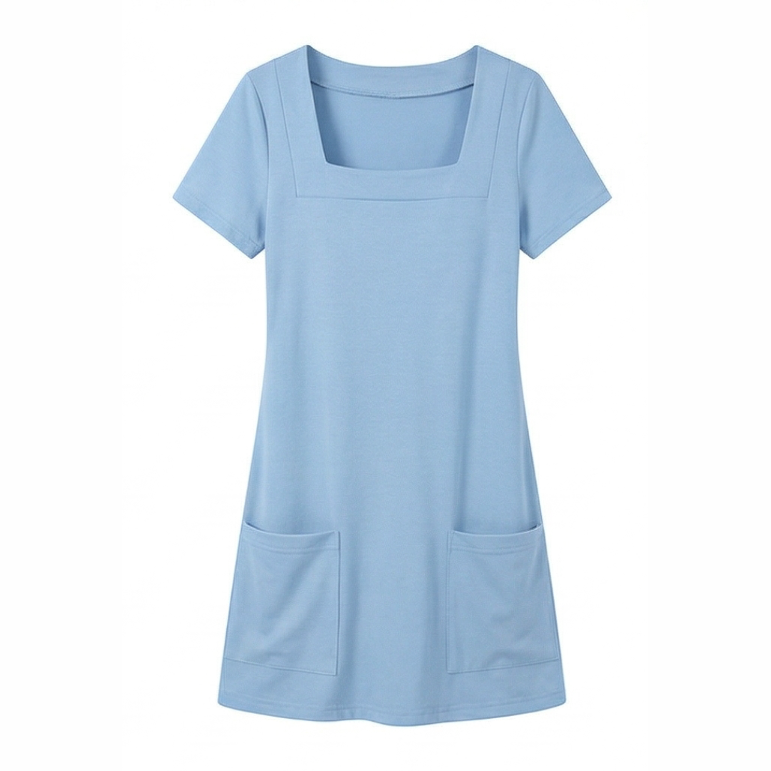 Soliva™ - Soft Square-Neck Pocket Dress