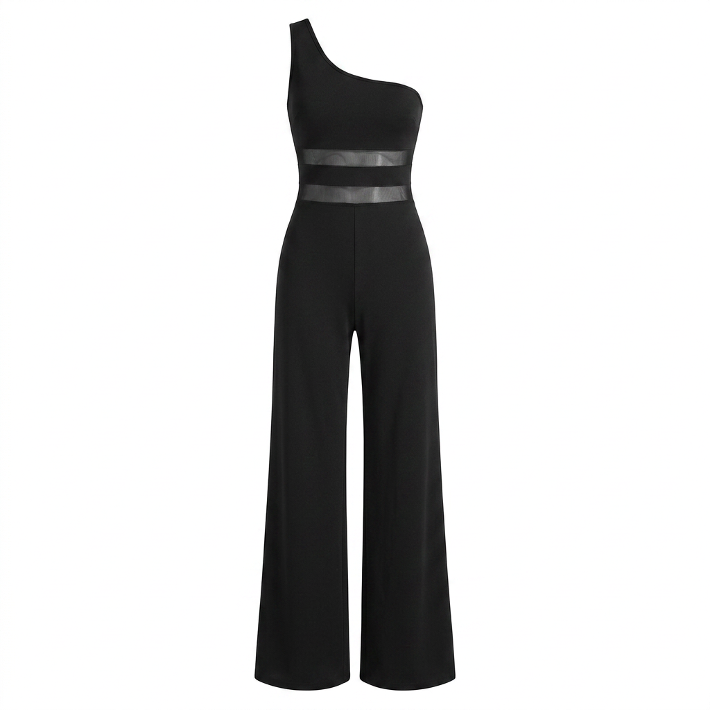Solenza™ – Sleek Wide-Leg Jumpsuit with Mesh Waist