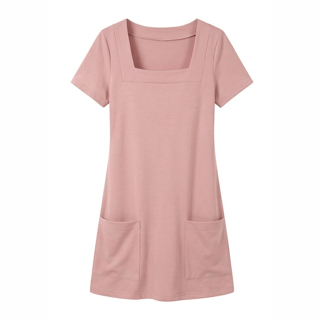 Soliva™ - Soft Square-Neck Pocket Dress