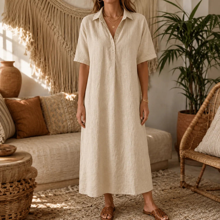 Lunavia – Women's Oversized Midi Shirt Dress