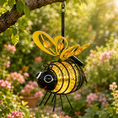 Honeyglow – Solar Bee Garden Light with Amber Glow, Weatherproof Hanging Yard Decor