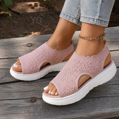 Aurelle – Knit Platform Sandals with Cushioned Sole and Slingback