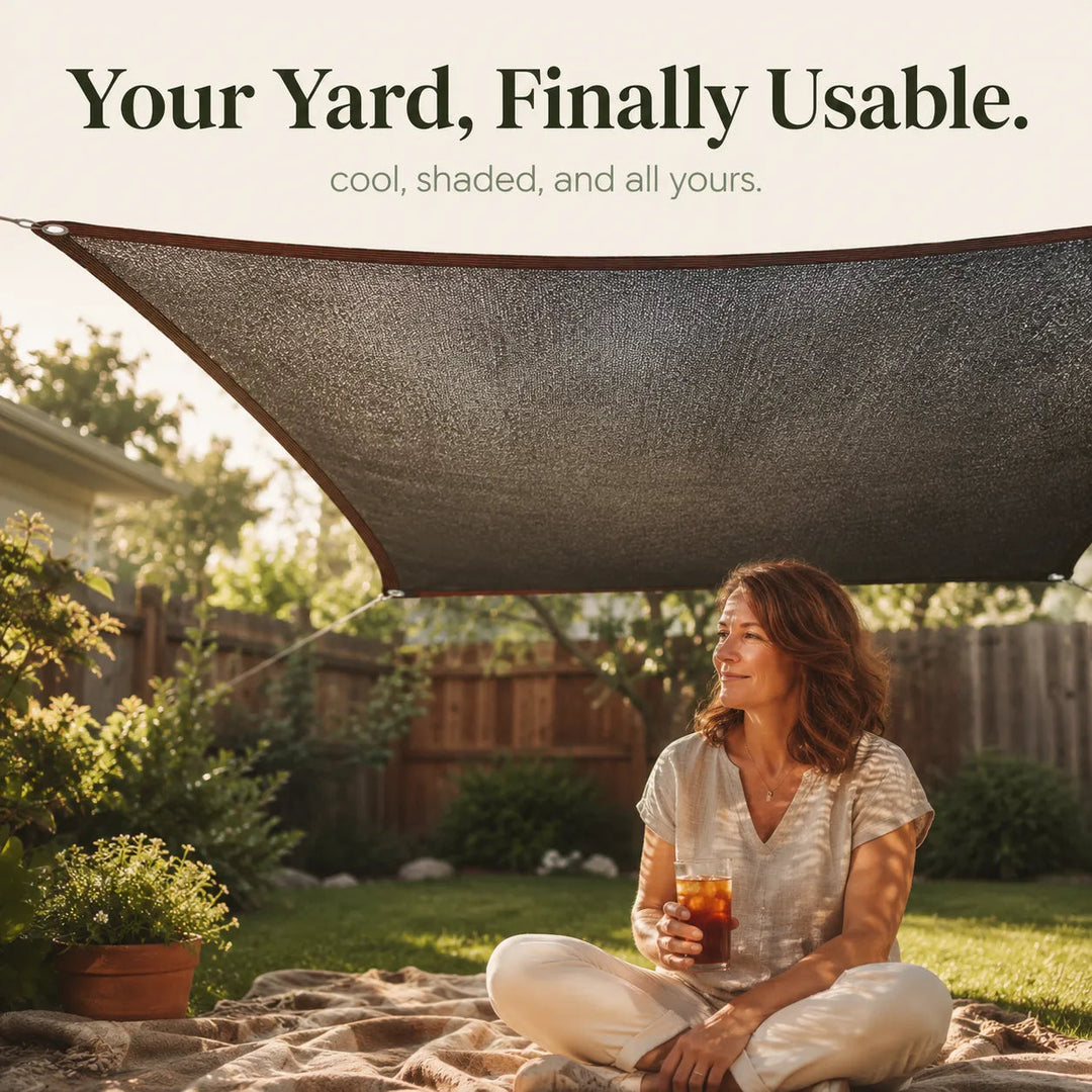 Shadehaven – HDPE Garden Shade Sail, UV-Blocking Mesh Canopy for Patio, Yard & Pergola