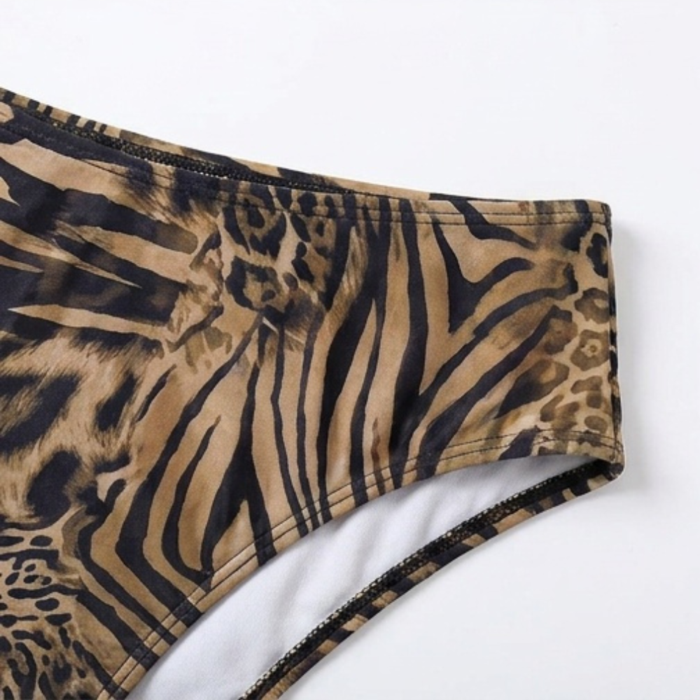 Lunavia - Women's Lined Leopard Plunge Bikini Set